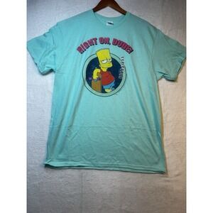 The Simpsons Bart Right On Dude! Lg Retro Vintage Cartoon T Shirt Turquoise Blue